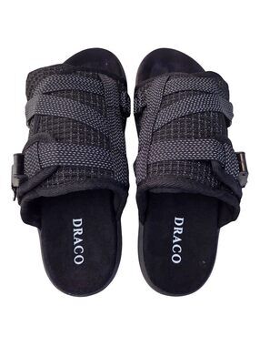 DRACO Slides Mens Shoes Size 10.5, 11, 11.5 Reflective Sandals Black NEW